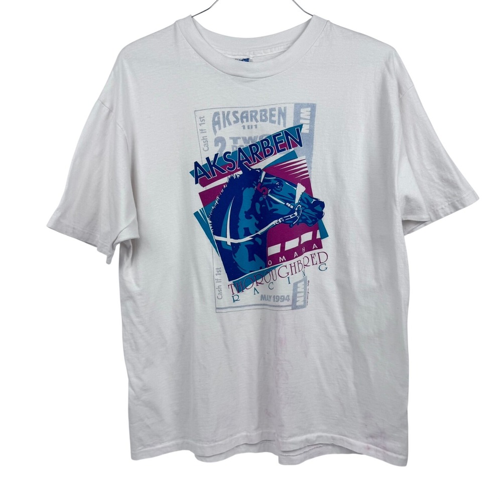 1994 Aksarben Omaha Thoroughbred Racing Horse‎ Graphic T-Shirt Men's XL